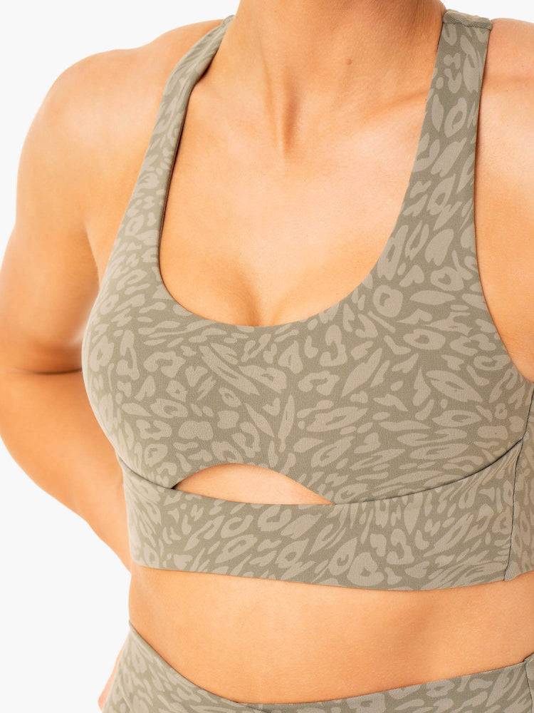 Khaki Leopard Ryderwear Women Sports Bra Rotation Women's Sports Bra | AU2322RW