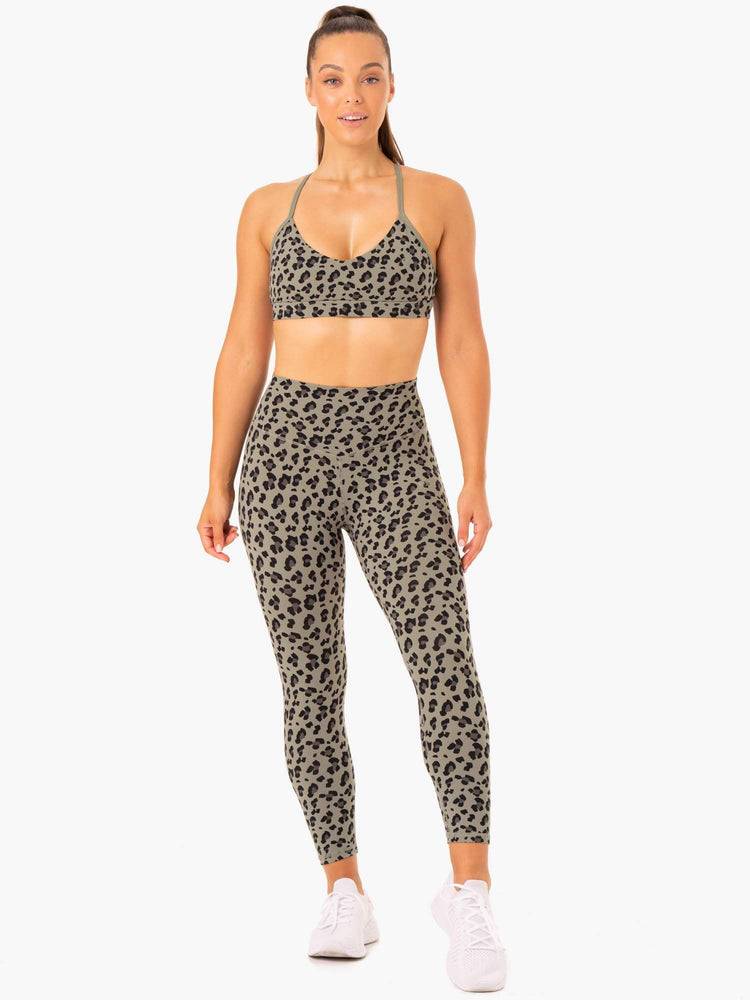 Khaki Leopard Ryderwear Women Sports Bra Hybrid Women's Sports Bra | AU2441GL