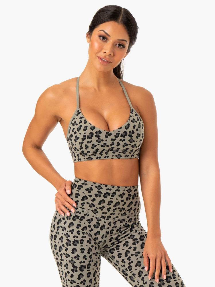 Khaki Leopard Ryderwear Women Sports Bra Hybrid Women\'s Sports Bra | AU2441GL