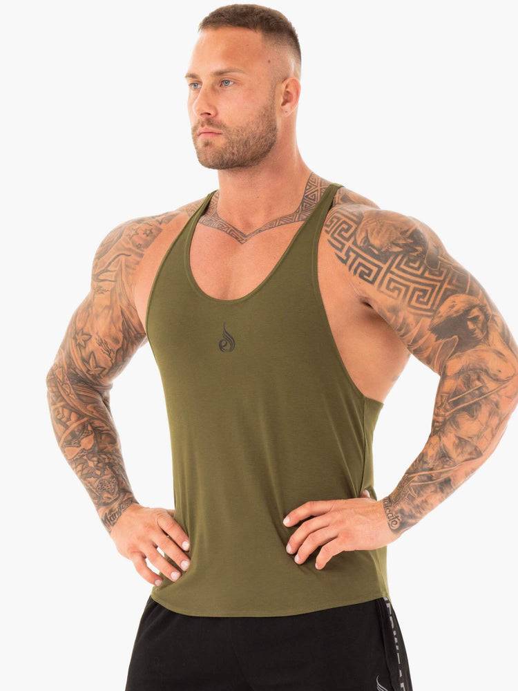 Khaki Ryderwear Men Gym Stringers Active T-Back Men's Gym Stringers | AU1495HK