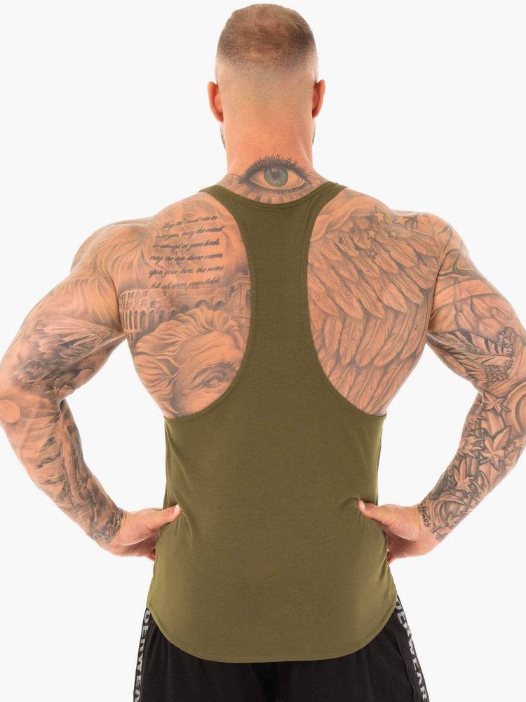 Khaki Ryderwear Men Gym Stringers Active T-Back Men's Gym Stringers | AU1495HK