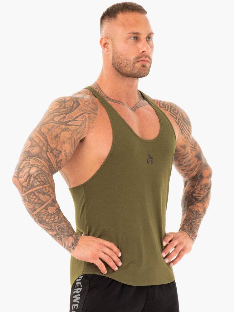 Khaki Ryderwear Men Gym Stringers Active T-Back Men's Gym Stringers | AU1495HK