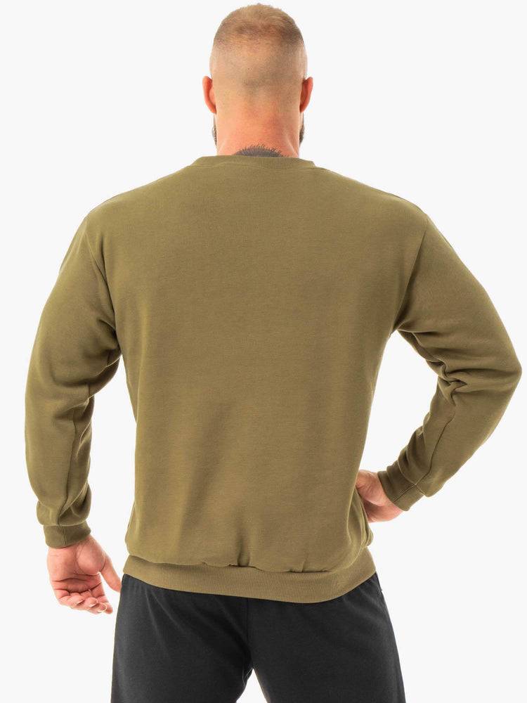 Khaki Ryderwear Men Sweaters Ease Fleece Pullover Men's Sweaters | AU1311FM