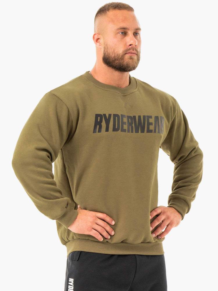 Khaki Ryderwear Men Sweaters Ease Fleece Pullover Men's Sweaters | AU1311FM