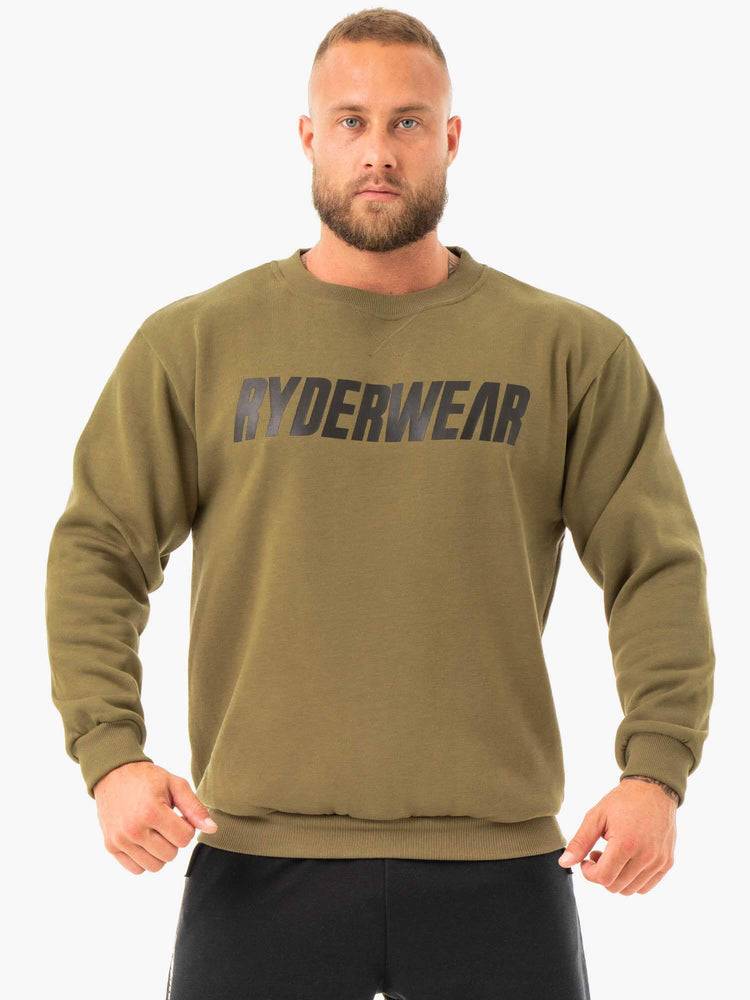 Khaki Ryderwear Men Sweaters Ease Fleece Pullover Men\'s Sweaters | AU1311FM