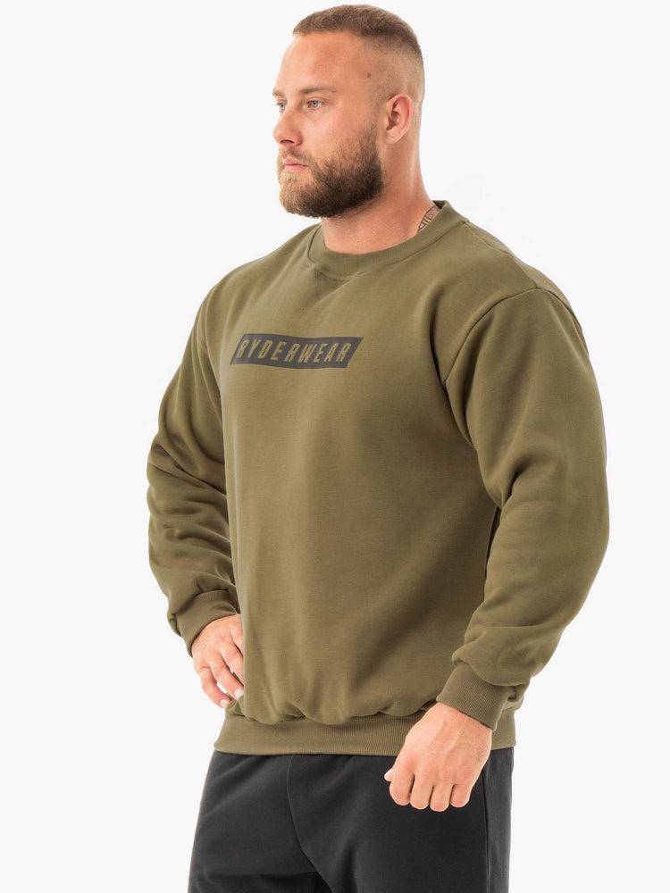 Khaki Ryderwear Men Sweaters Force Pullover Men's Sweaters | AU1321BC