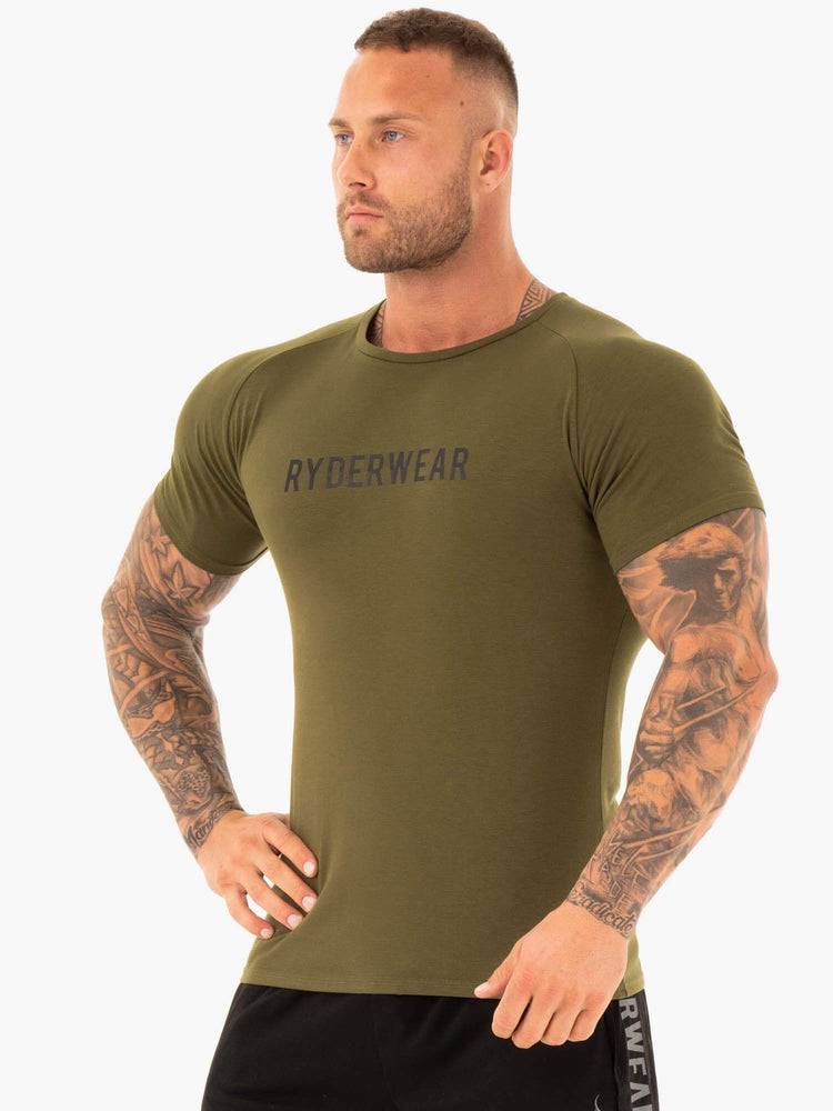 Khaki Ryderwear Men T Shirts Active Men's T Shirts | AU1191BC