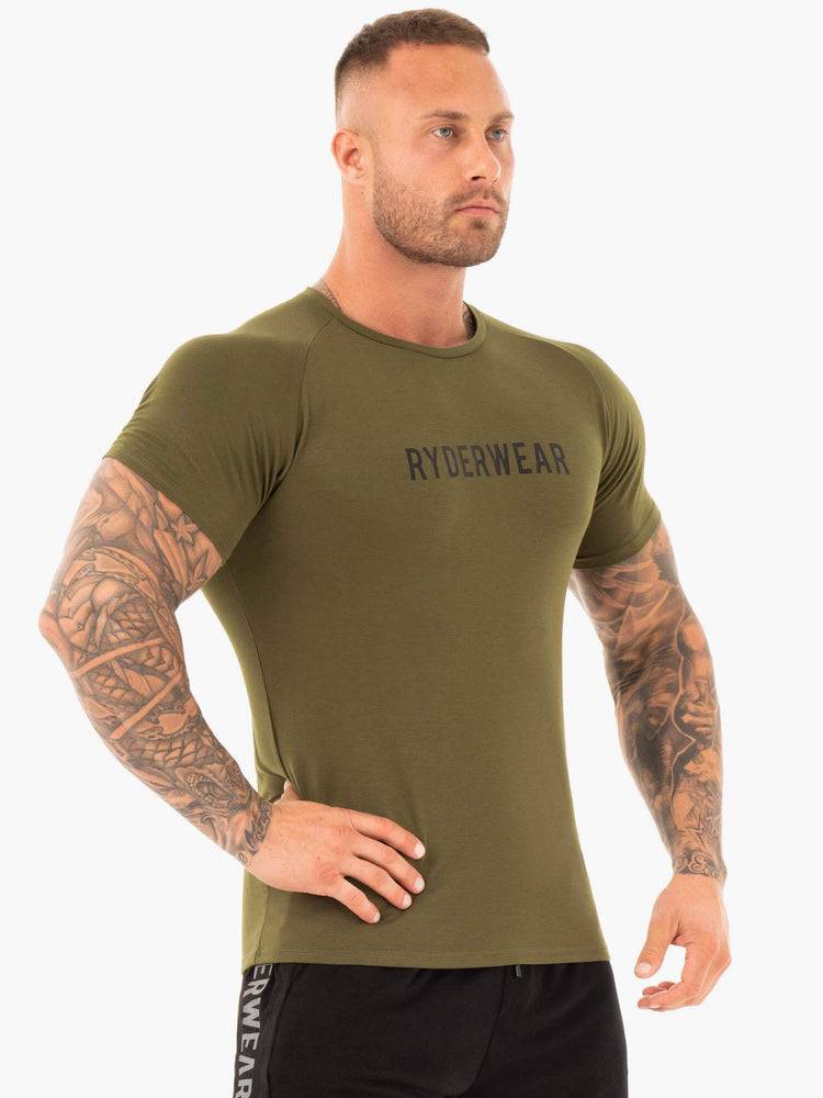 Khaki Ryderwear Men T Shirts Active Men's T Shirts | AU1191BC