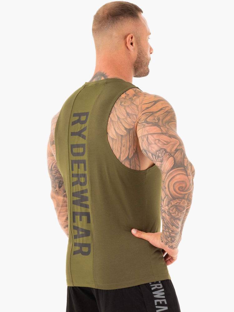 Khaki Ryderwear Men Tanks Athletic Cut Tank Men's Tanks | AU1061BC