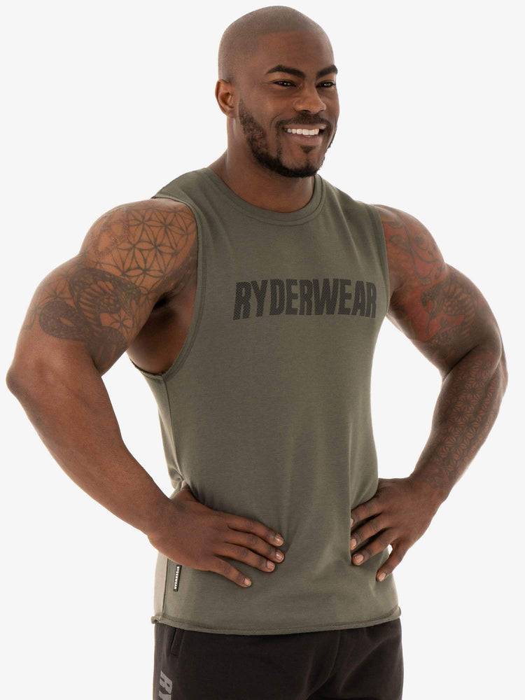 Khaki Ryderwear Men Tanks Flex Fleece Tank Men's Tanks | AU1101SO