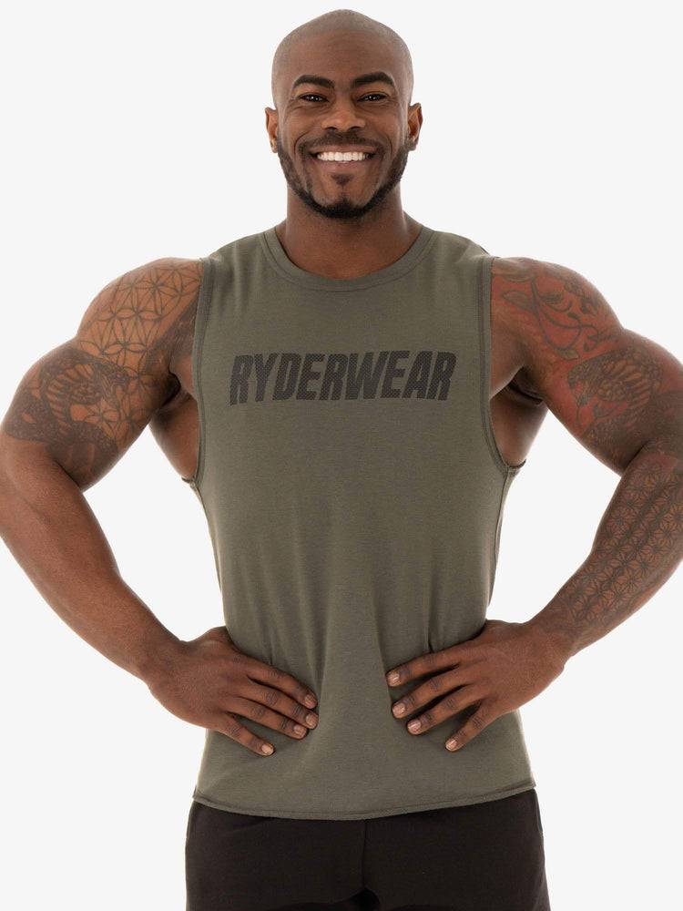 Khaki Ryderwear Men Tanks Flex Fleece Tank Men\'s Tanks | AU1101SO