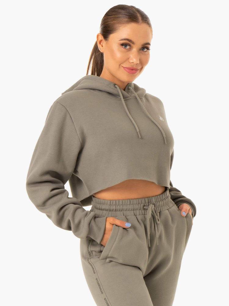 Khaki Ryderwear Women Hoodie Base Pullover Women's Hoodie | AU1665RW