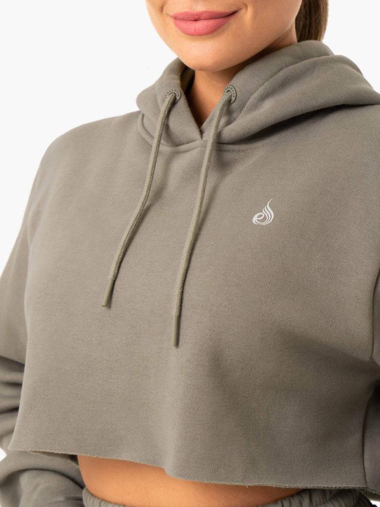 Khaki Ryderwear Women Hoodie Base Pullover Women's Hoodie | AU1665RW