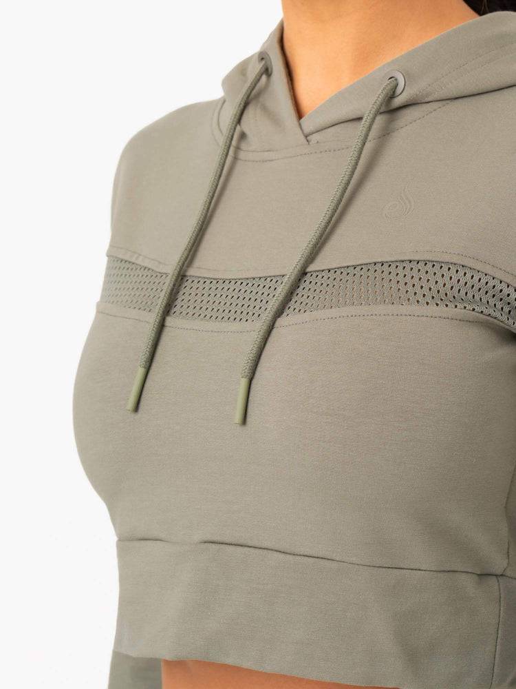 Khaki Ryderwear Women Hoodie Hybrid Fitted Women's Hoodie | AU1671PQ