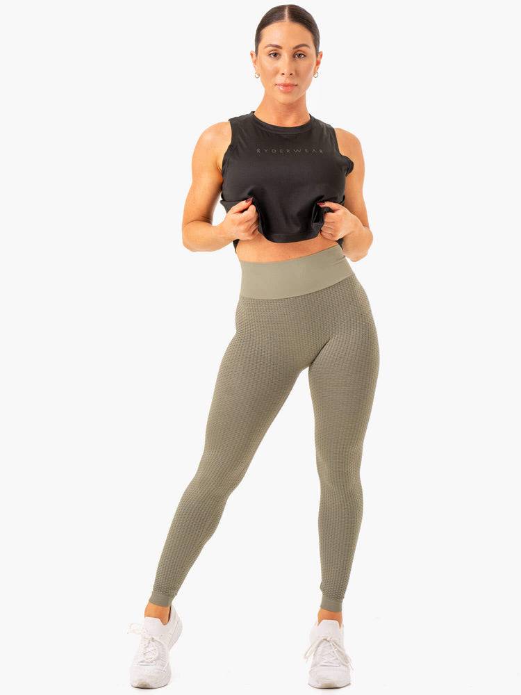 Khaki Ryderwear Women Leggings Honeycomb Scrunch Seamless Women's Leggings | AU1905PQ