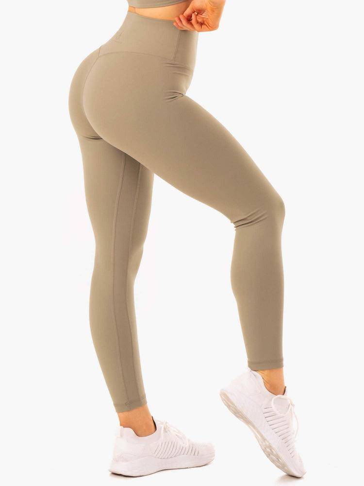 Khaki Ryderwear Women Leggings NKD Refine High Waisted Women's Leggings | AU1822TV