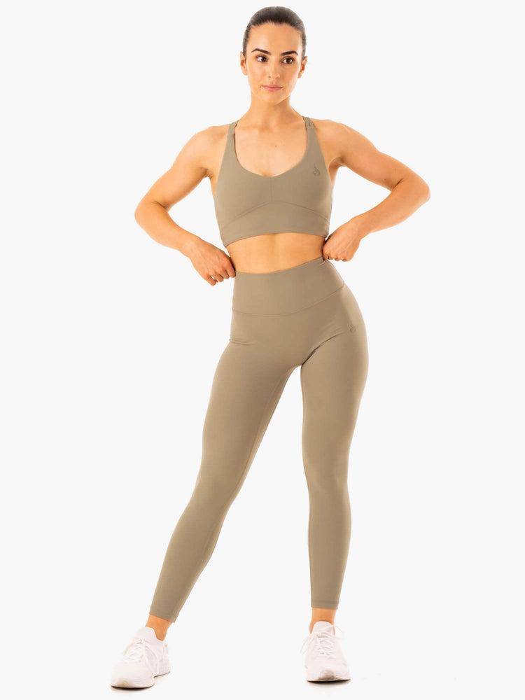 Khaki Ryderwear Women Leggings NKD Refine High Waisted Women's Leggings | AU1822TV