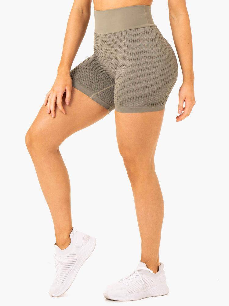 Khaki Ryderwear Women Shorts Honeycomb Scrunch Seamless Women's Shorts | AU2094JJ