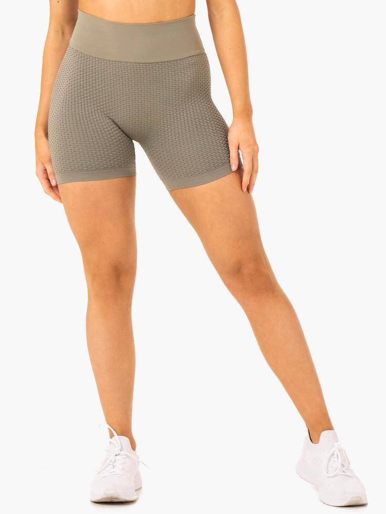 Khaki Ryderwear Women Shorts Honeycomb Scrunch Seamless Women's Shorts | AU2094JJ