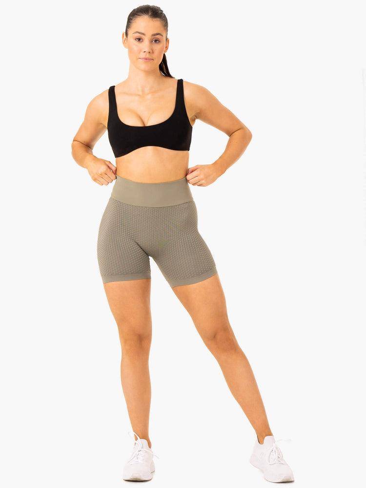 Khaki Ryderwear Women Shorts Honeycomb Scrunch Seamless Women's Shorts | AU2094JJ