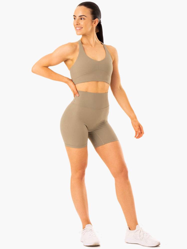 Khaki Ryderwear Women Shorts NKD Refine High Waisted Women's Shorts | AU2162UT