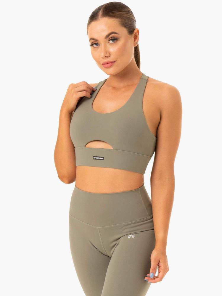 Khaki Ryderwear Women Sports Bra Base Racer Back Women's Sports Bra | AU2513XF