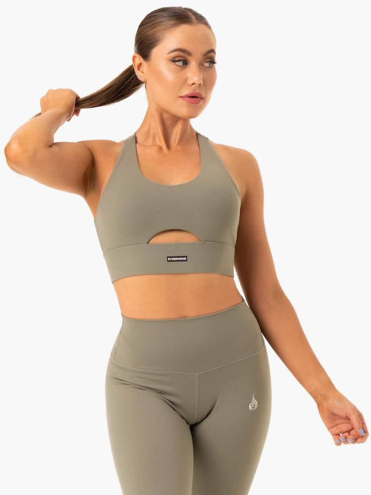 Khaki Ryderwear Women Sports Bra Base Racer Back Women\'s Sports Bra | AU2513XF