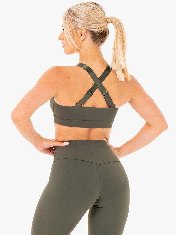 Khaki Ryderwear Women Sports Bra Collide Mesh Contour Women's Sports Bra | AU2326MA