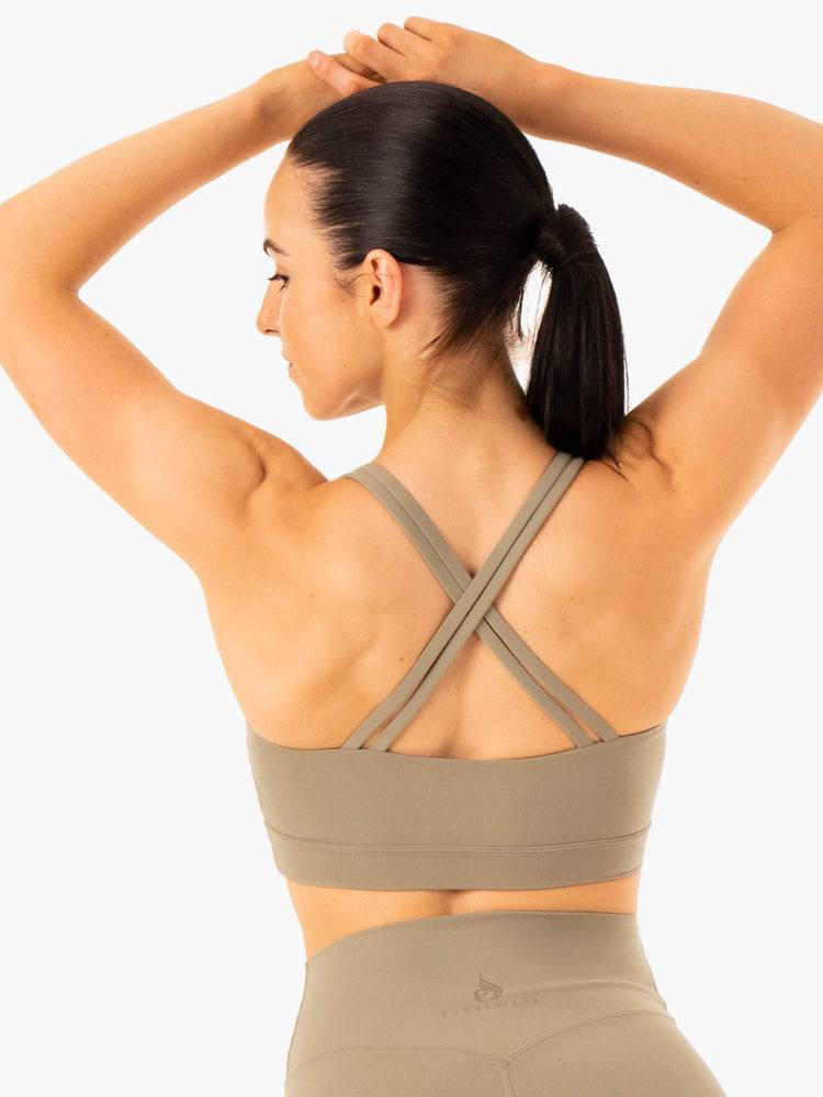 Khaki Ryderwear Women Sports Bra NKD Refine Women's Sports Bra | AU2399TV