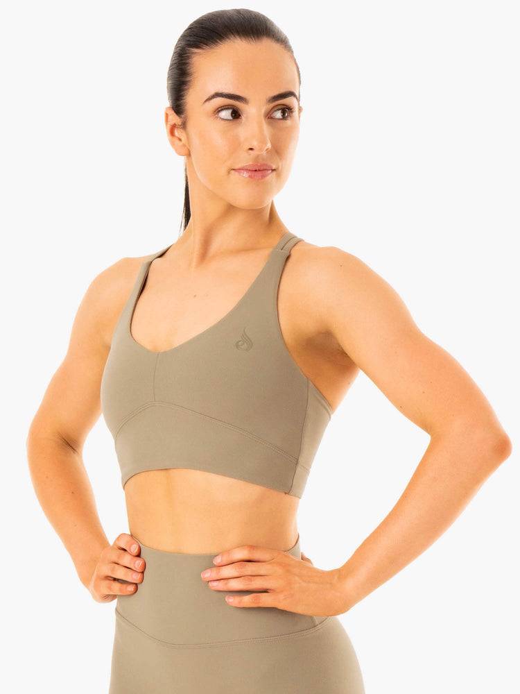 Khaki Ryderwear Women Sports Bra NKD Refine Women's Sports Bra | AU2399TV