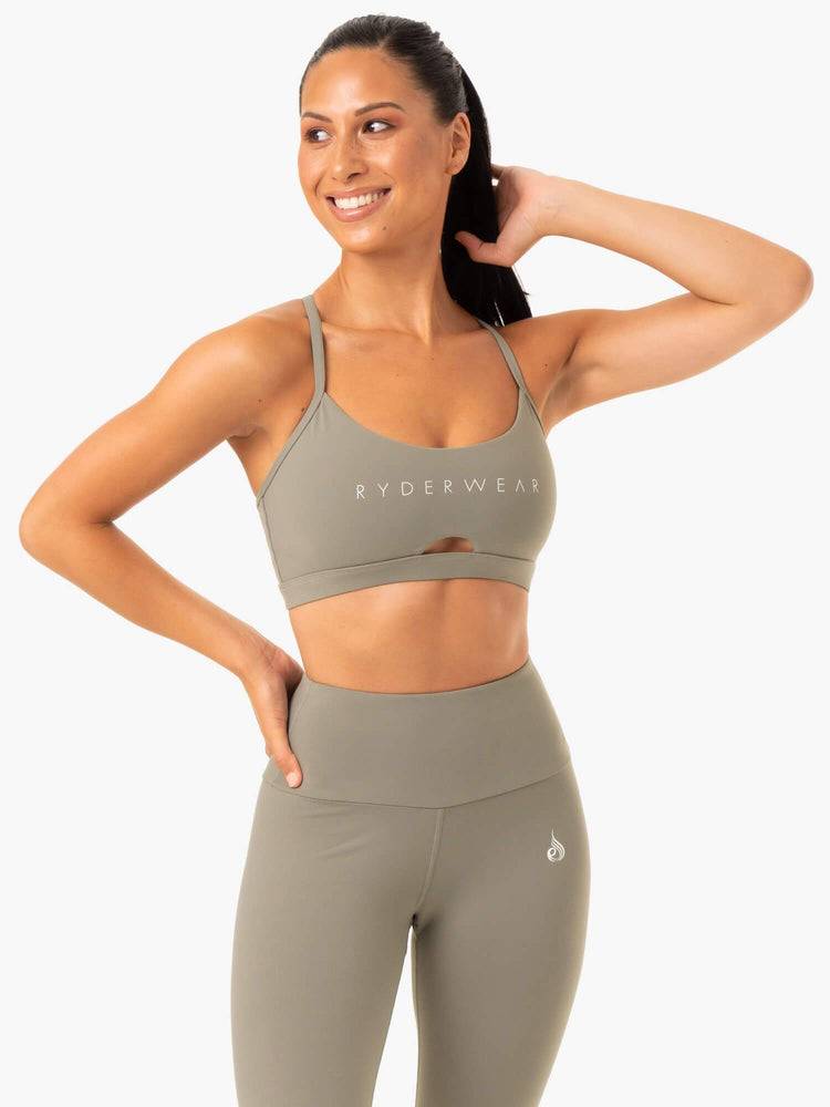 Khaki Ryderwear Women Sports Bra Staples Women\'s Sports Bra | AU2428WY