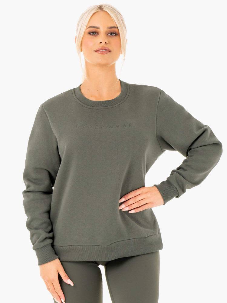 Khaki Ryderwear Women Sweaters Motion Oversized Women's Sweaters | AU2571GL