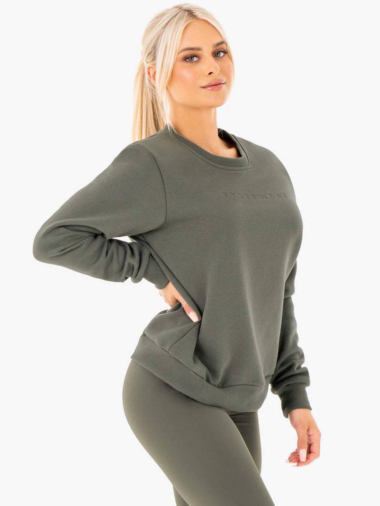 Khaki Ryderwear Women Sweaters Motion Oversized Women's Sweaters | AU2571GL