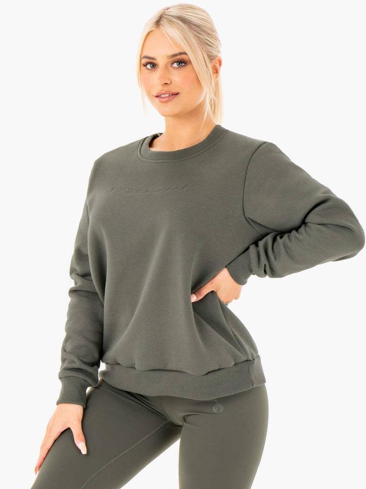 Khaki Ryderwear Women Sweaters Motion Oversized Women\'s Sweaters | AU2571GL