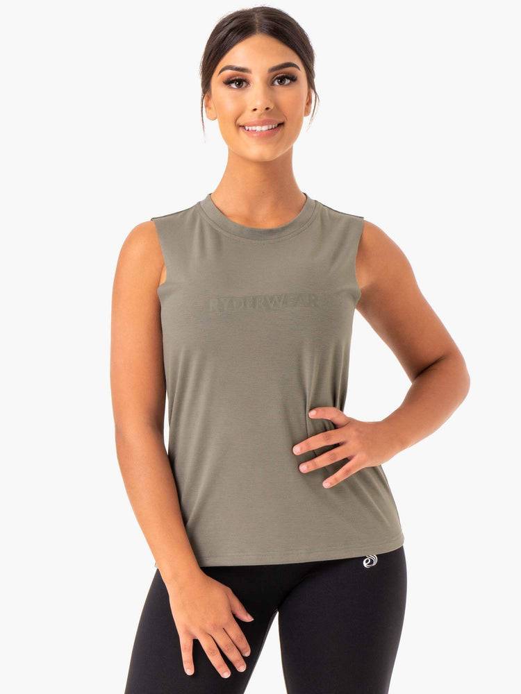 Khaki Ryderwear Women Tanks Base Regular Cut Women's Tanks | AU2991EX