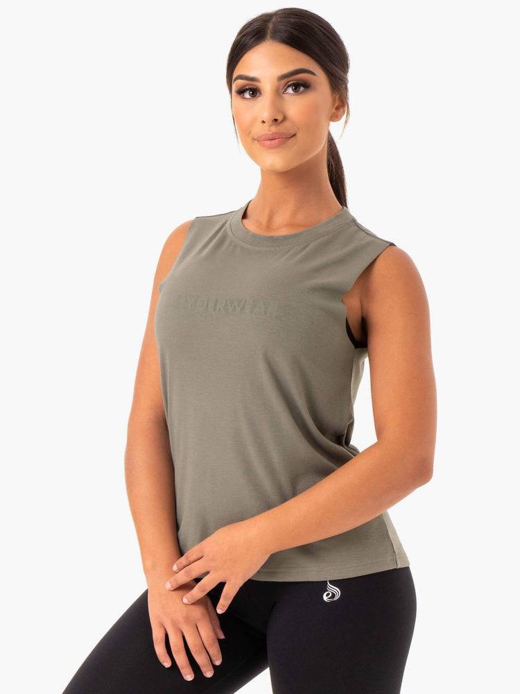 Khaki Ryderwear Women Tanks Base Regular Cut Women's Tanks | AU2991EX