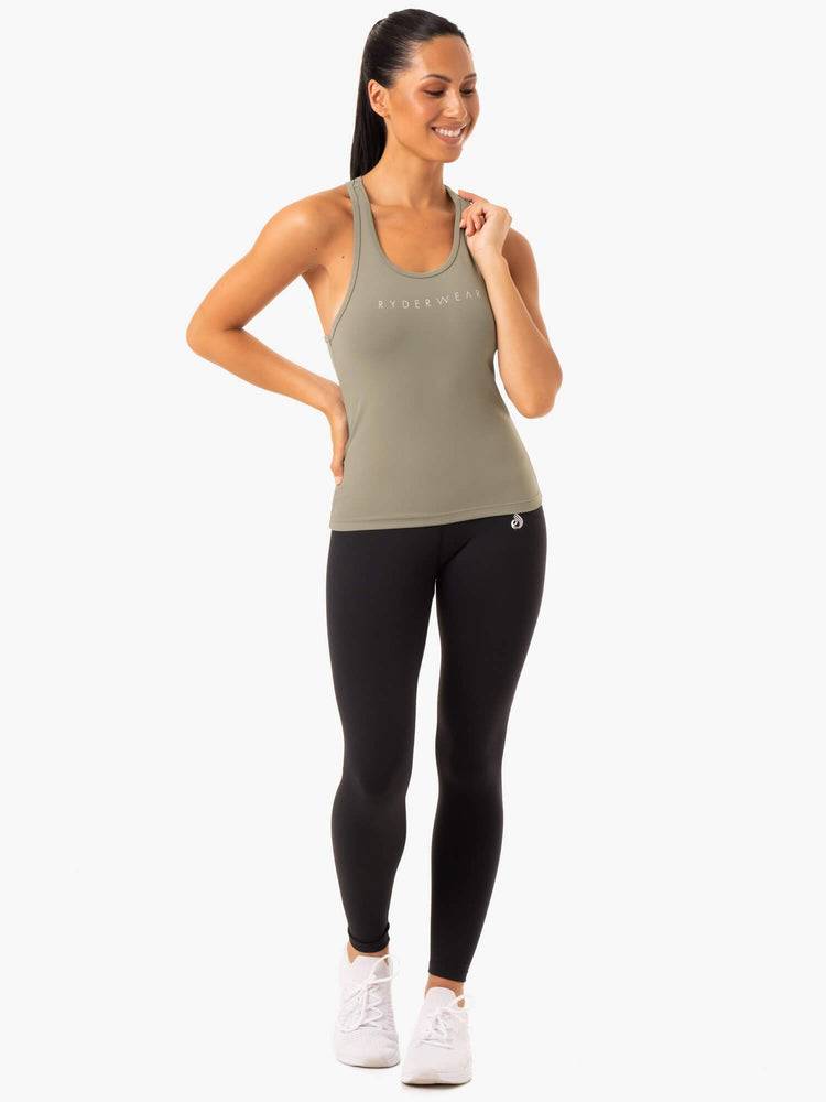 Khaki Ryderwear Women Tanks Hype Racer Back Women's Tanks | AU2949KI