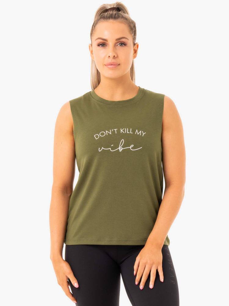 Khaki Ryderwear Women Tanks Ladies Baller Women's Tanks | AU3005UT