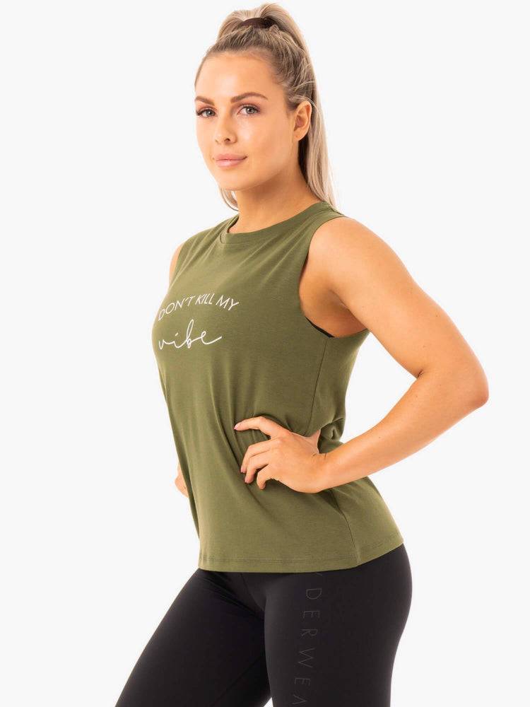 Khaki Ryderwear Women Tanks Ladies Baller Women's Tanks | AU3005UT