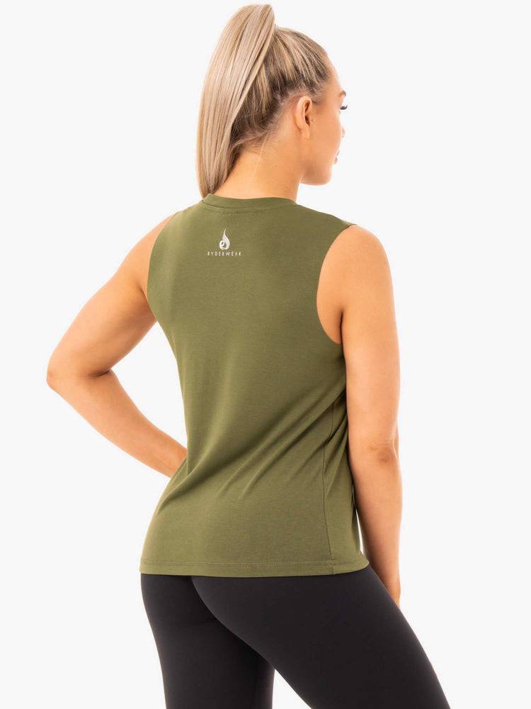 Khaki Ryderwear Women Tanks Ladies Baller Women's Tanks | AU3005UT