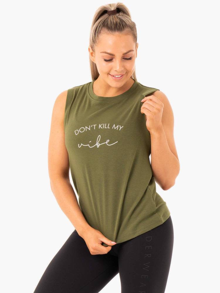 Khaki Ryderwear Women Tanks Ladies Baller Women\'s Tanks | AU3005UT