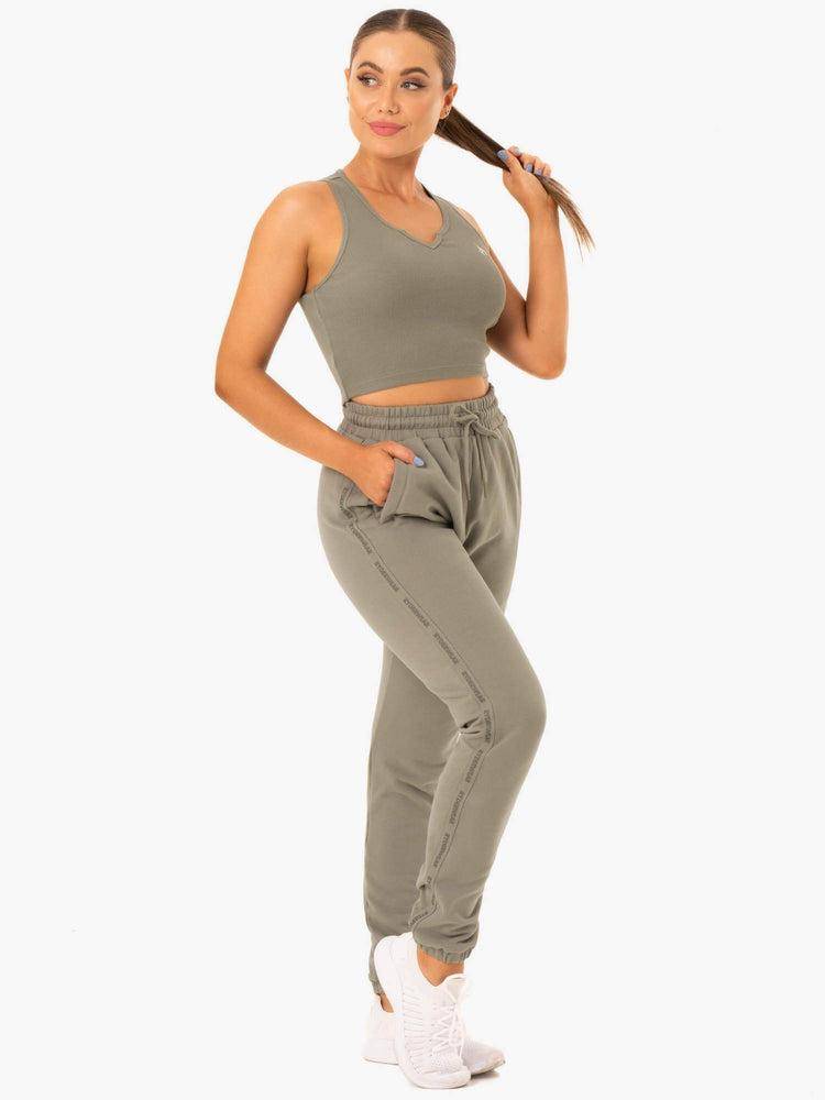 Khaki Ryderwear Women Track Pants Base High Waisted Women's Track Pants | AU3054AP