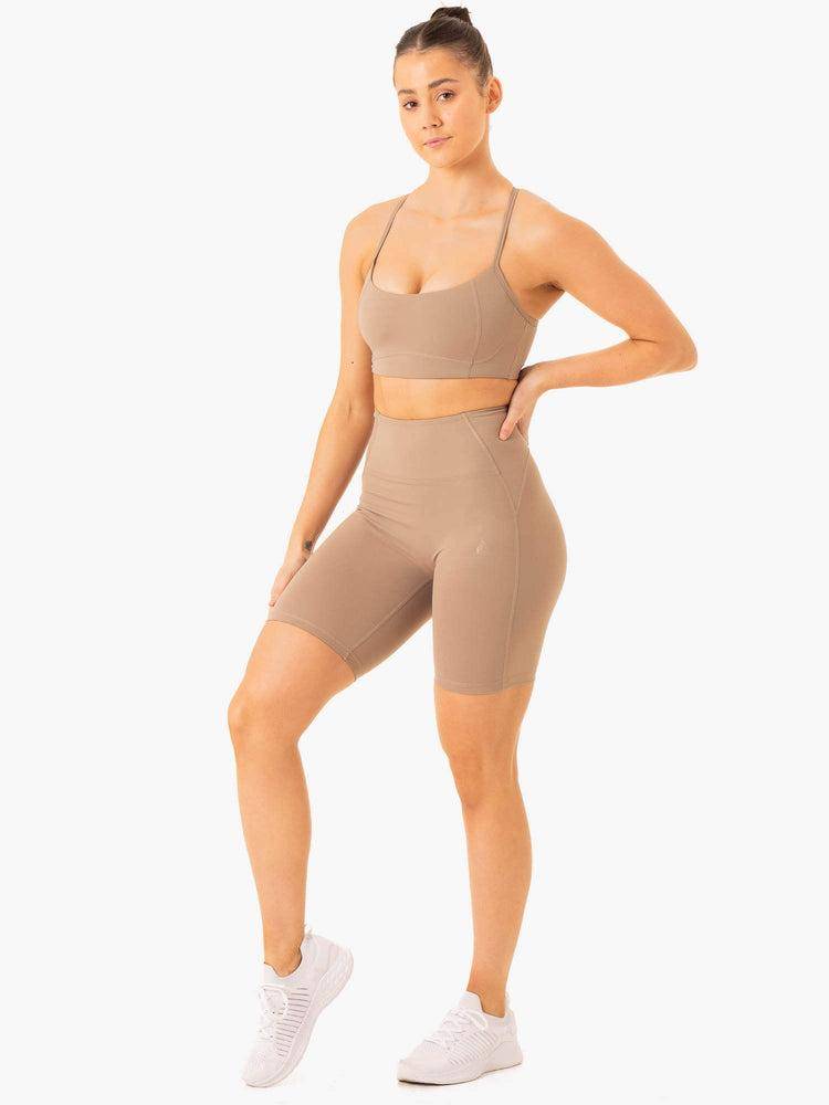 Latte Ryderwear Women Shorts NKD Frame High Waisted Bike Women's Shorts | AU2081RW