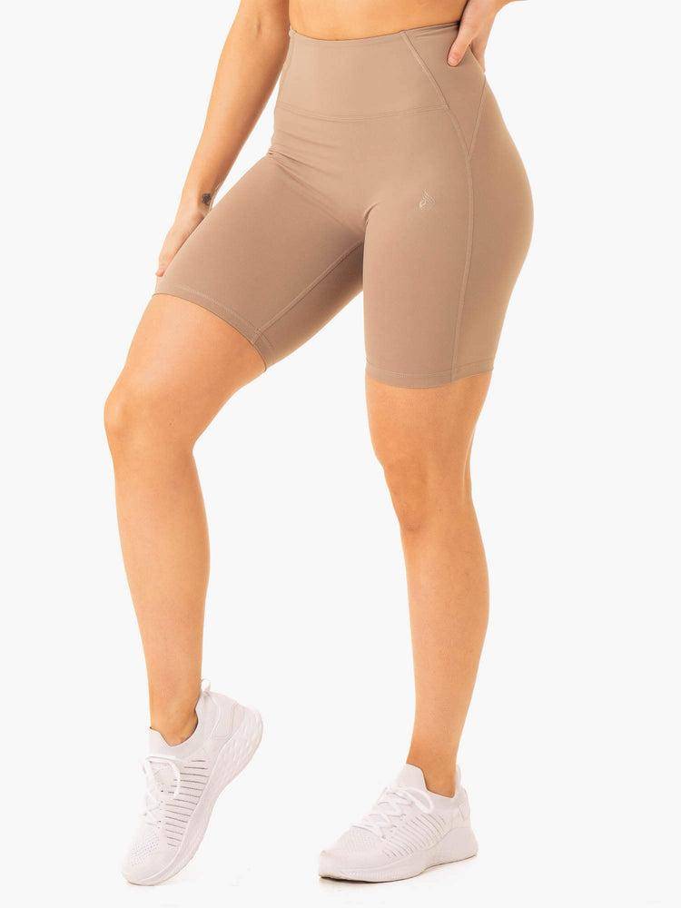 Latte Ryderwear Women Shorts NKD Frame High Waisted Bike Women\'s Shorts | AU2081RW