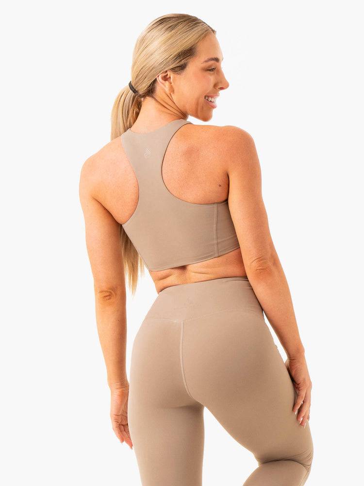 Latte Ryderwear Women Sports Bra NKD Frame Long Line Women's Sports Bra | AU2259MA