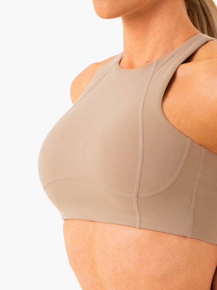 Latte Ryderwear Women Sports Bra NKD Frame Long Line Women's Sports Bra | AU2259MA