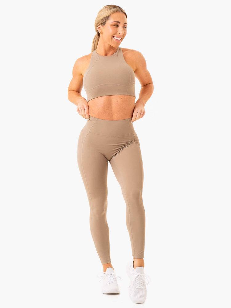 Latte Ryderwear Women Sports Bra NKD Frame Long Line Women's Sports Bra | AU2259MA