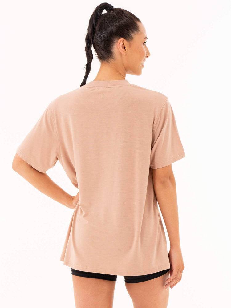 Latte Ryderwear Women T Shirts Define Long Line Women's T Shirts | AU2705TV