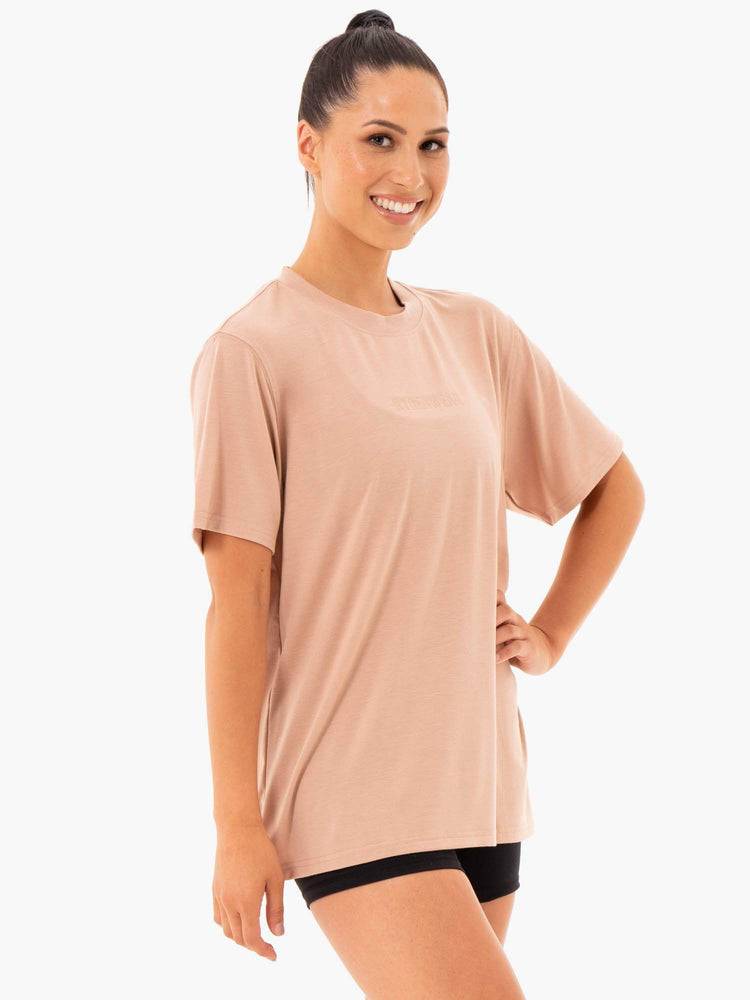 Latte Ryderwear Women T Shirts Define Long Line Women's T Shirts | AU2705TV