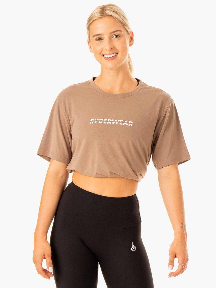 Latte Ryderwear Women T Shirts Edit Longline Women's T Shirts | AU2762KI